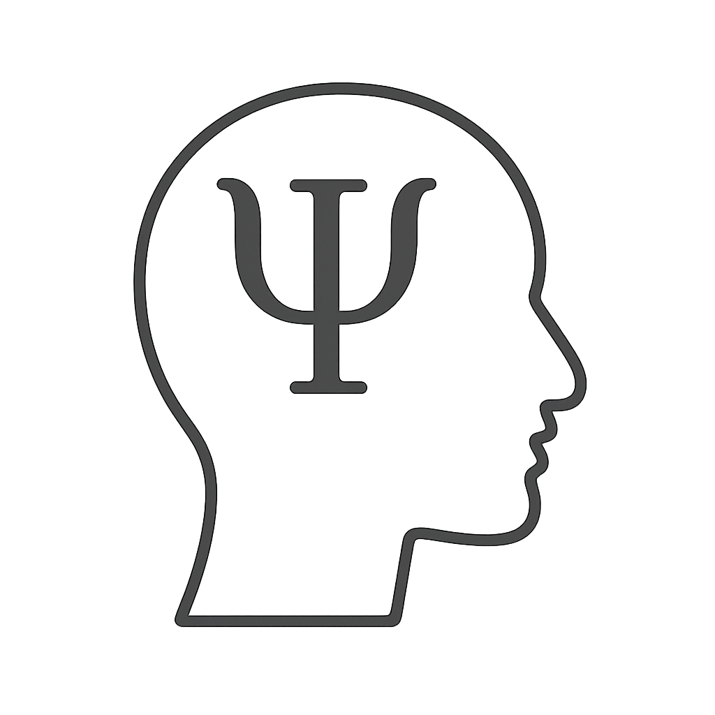 Thinker with a cut-out containing the Greek letter psi in its psychological meaning, or in other terms, cutout from a head...